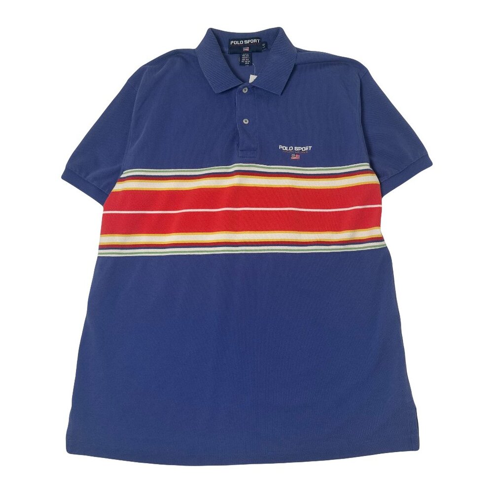 Vintage Polo Sport Striped Short Sleeve Shirt L